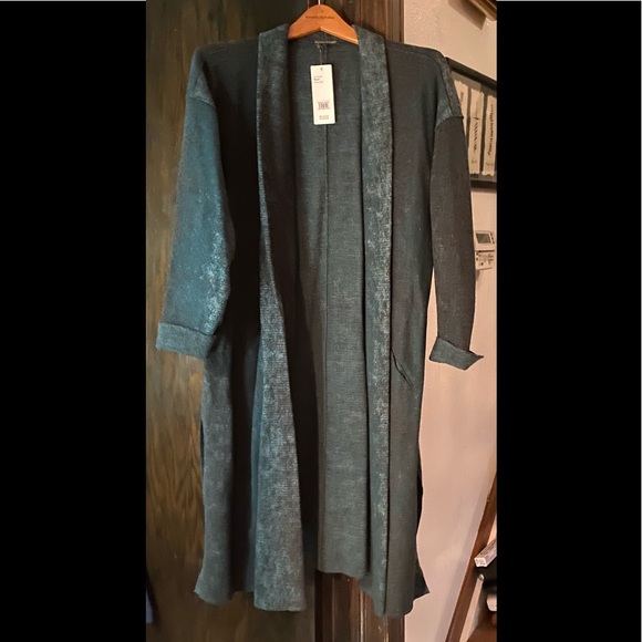 NWT Eileen Fisher Pine Oxidized Wool Jacquard Kimono Coat S/M or PM - Picture 11 of 13